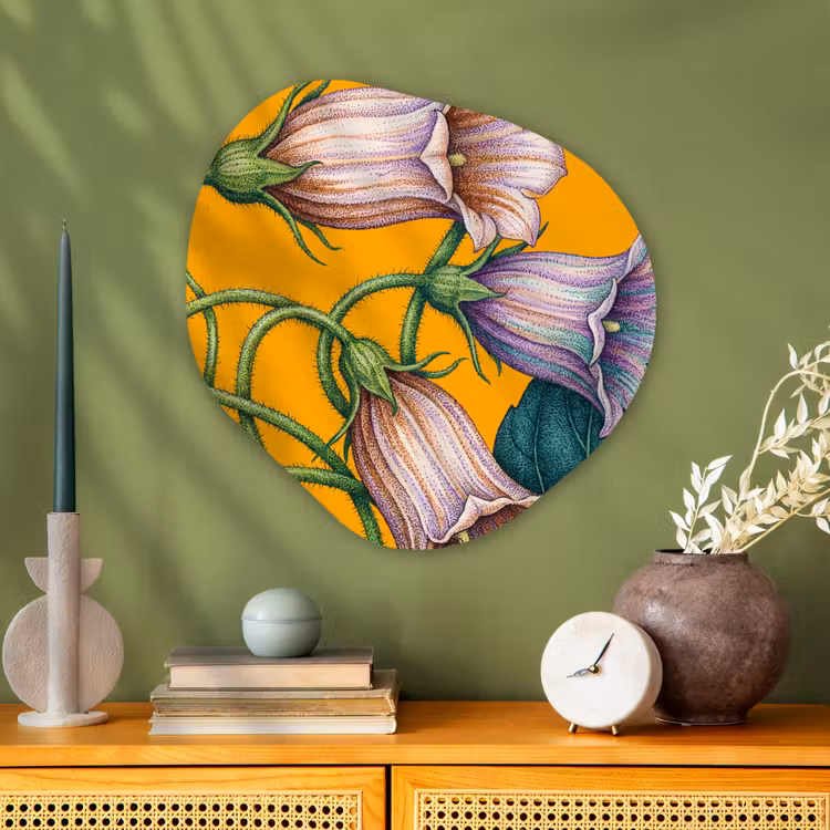 Alu-Dibond-Bild Organische Form - Blumen – Botanik – Gelb - Bloemen - Botanisch - Geel Wandcirkel Organisch Aluminium middel
