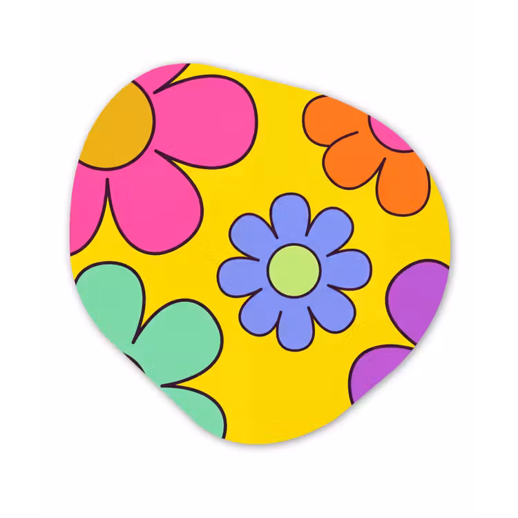 Bloemen - Illustratie - Kleurrijk Wandcirkel Organisch Aluminium middel -3d