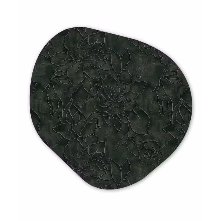 Bloemen - Lijnen - Groen Wandcirkel Organisch Aluminium middel 851 -3d