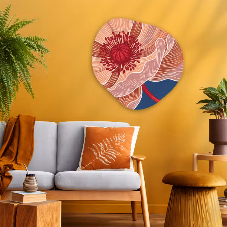 Alu-Dibond-Bild Organische Form - Blumen – Modern – Abstrakt - Bloemen - Modern - Abstract Wandcirkel Organisch Aluminium middel