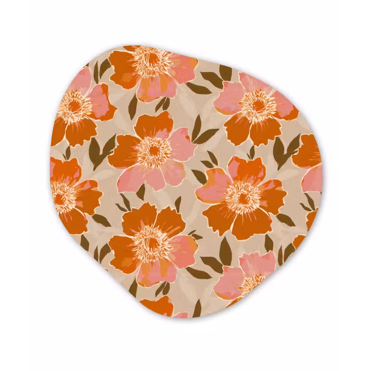 Bloemen - Motief - Retro Wandcirkel Organisch Aluminium middel 851 -3d