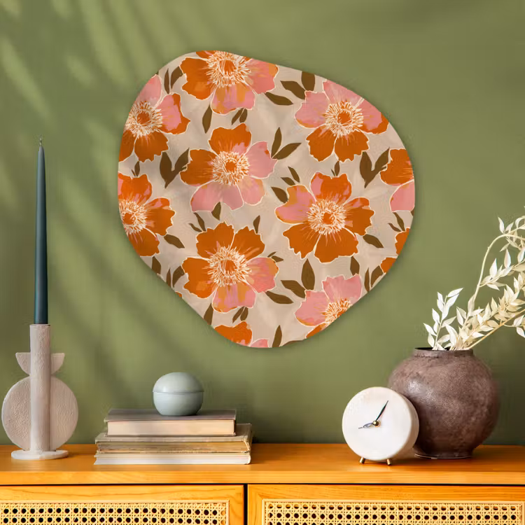 Bloemen - Motief - Retro Wandcirkel Organisch Aluminium middel 851 -sfeer2