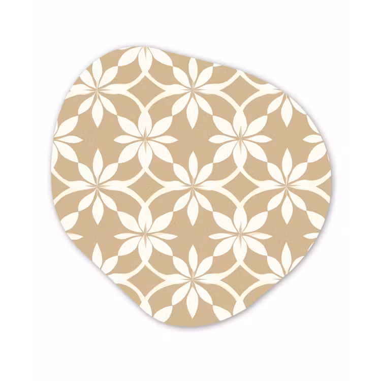 Bloemen - Patroon - Beige Wandcirkel Organisch Aluminium middel 851 -3d