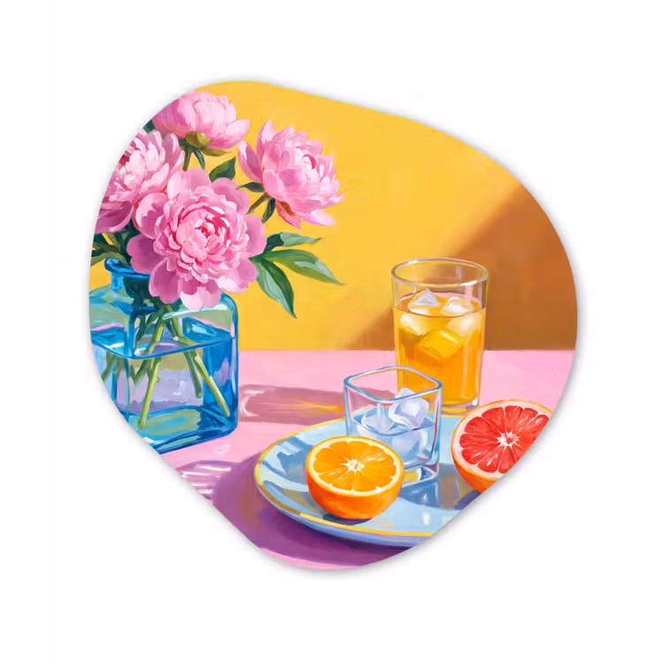 Alu-Dibond-Bild Organische Form - Blumen – Rosa – Modern - Bloemen - Roze - Modern Wandcirkel Organisch Aluminium middel