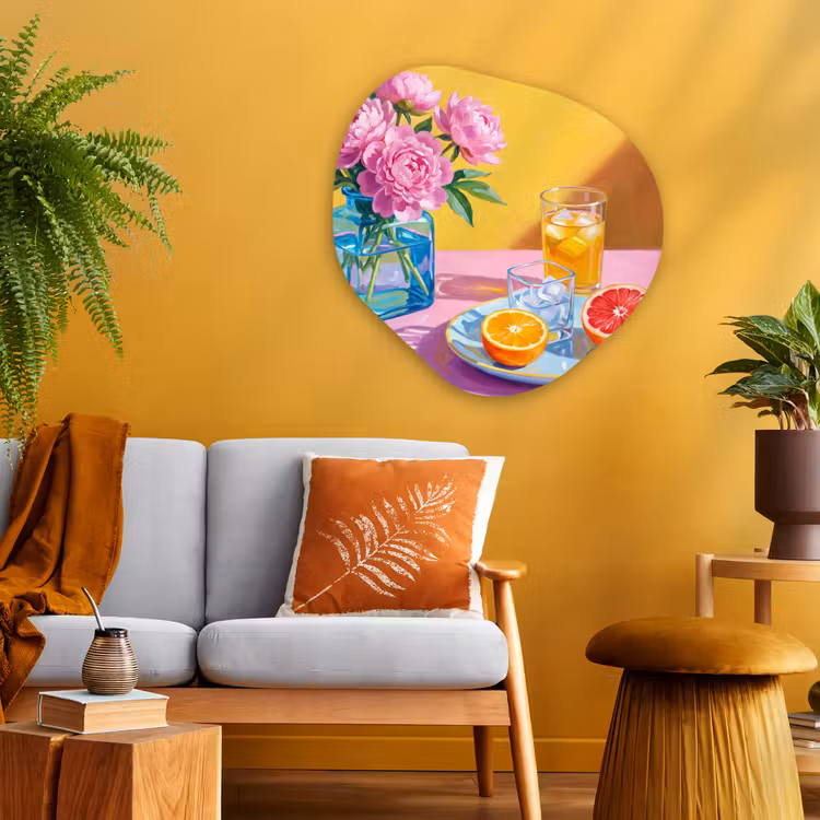 Alu-Dibond-Bild Organische Form - Blumen – Rosa – Modern - Bloemen - Roze - Modern Wandcirkel Organisch Aluminium middel
