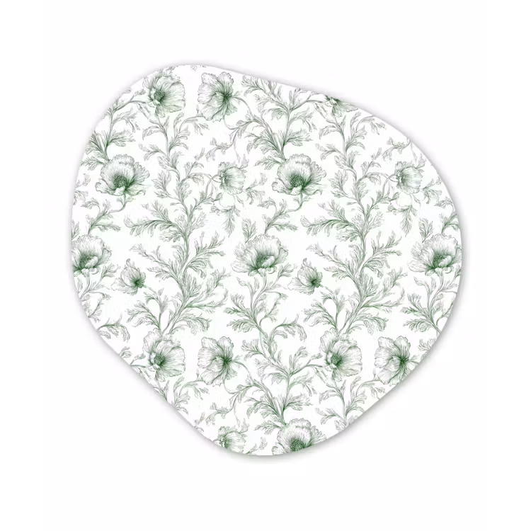 Bloemen - Getekend - Groen Wandcirkel Organisch Aluminium middel 851 -3d