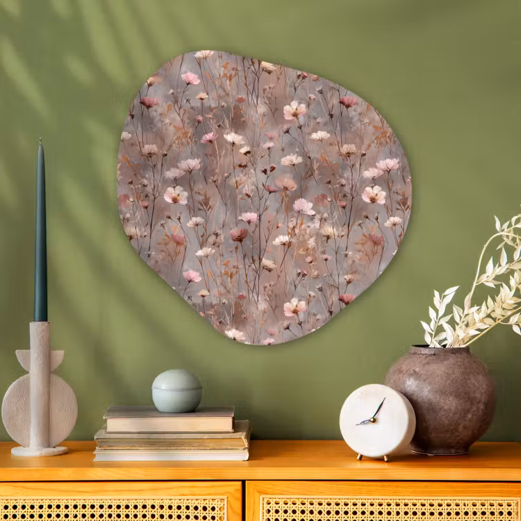 Bloemen - Wild - Pastel Wandcirkel Organisch Aluminium middel 851 -sfeer2