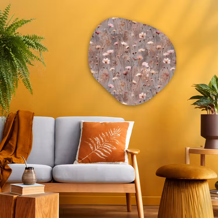 Bloemen - Wild - Pastel Wandcirkel Organisch Aluminium middel 851 -sfeer4