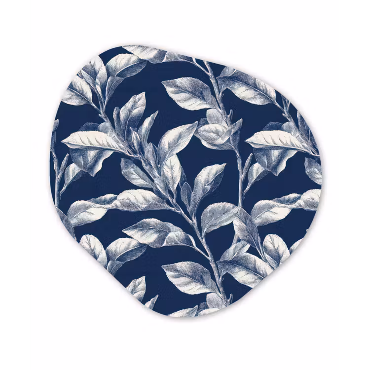 Botanisch - Patroon - Blauw Wandcirkel Organisch Aluminium middel 851 -3d