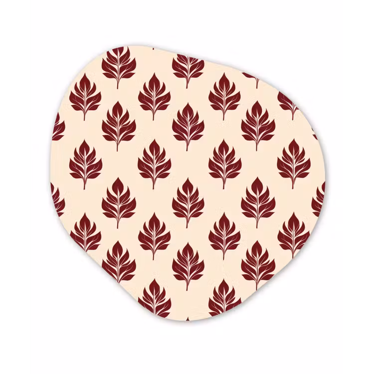Botanisch - Patroon - Bordeaux Wandcirkel Organisch Aluminium middel 851 -3d