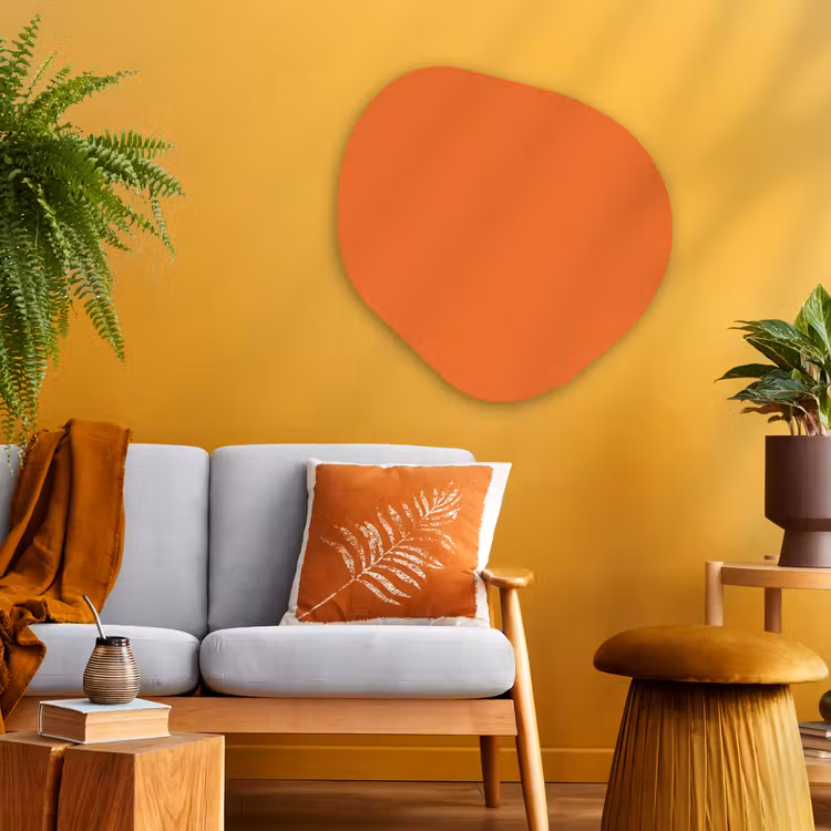 Burnt - Sienna - Oranje Wandcirkel Organisch Aluminium middel 851 -sfeer4