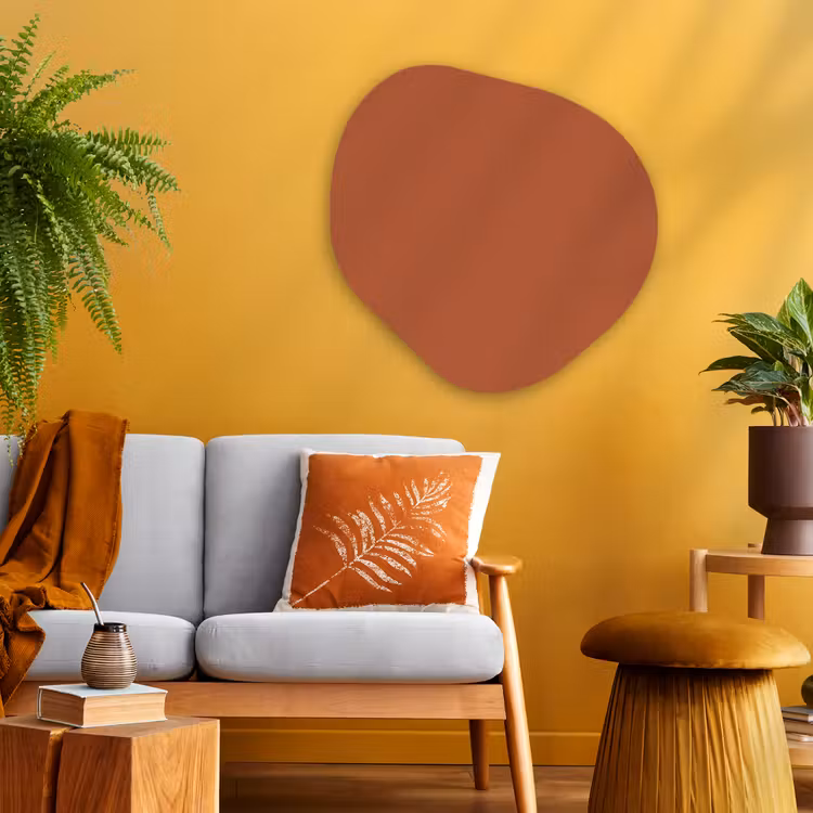 Burnt - Sienna - Oranje Wandcirkel Organisch Aluminium middel 851 -sfeer4