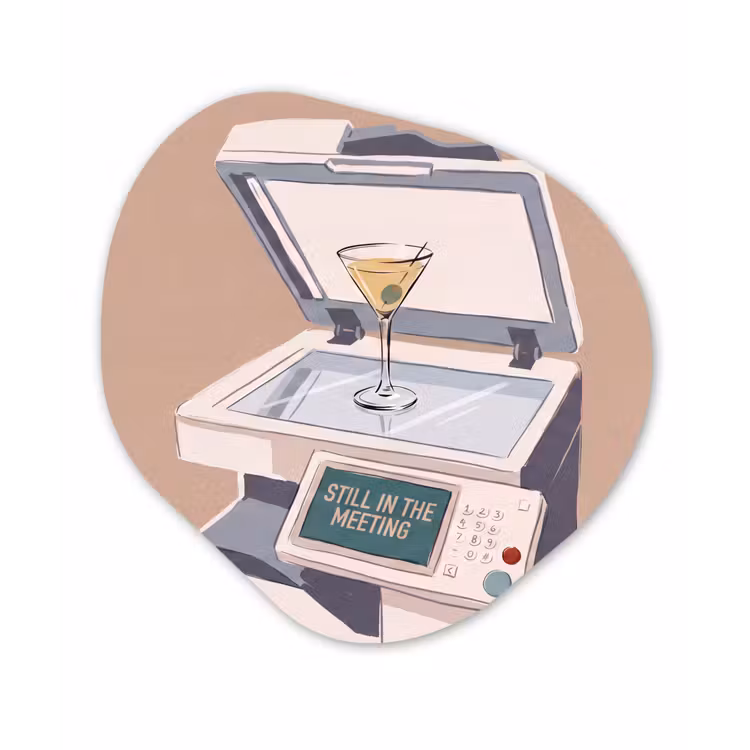 Kantoor - Drank - Humor - Illustratie Wandcirkel Organisch Aluminium middel -3d