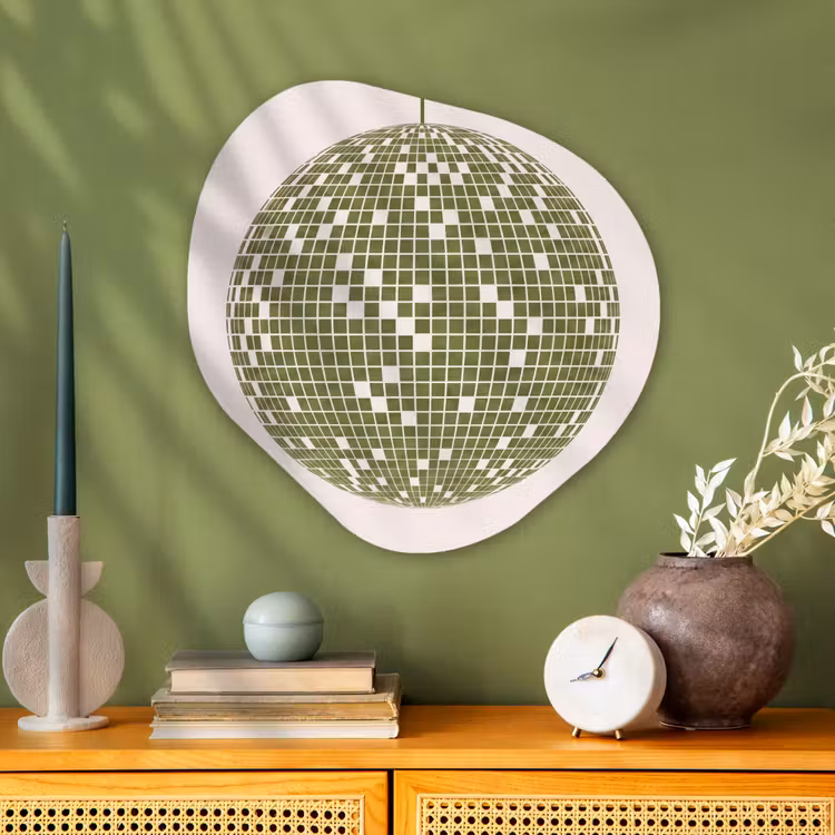 Disco - Bal - Groen - Abstract - Modern Wandcirkel Organisch Aluminium middel -sfeer2