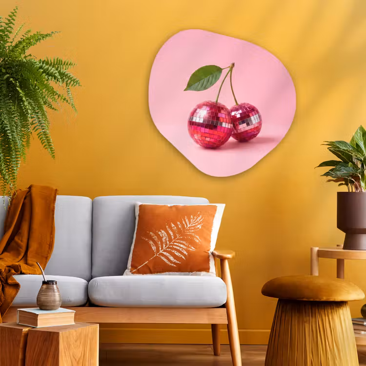 Disco - Kersen - Roze Wandcirkel Organisch Aluminium middel -sfeer4