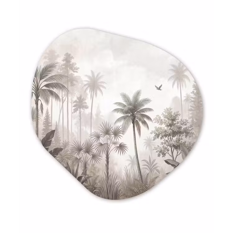 Jungle - Palmbomen - Natuur Wandcirkel Organisch Aluminium middel -3d