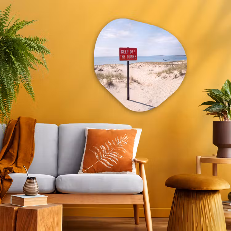 Duin - Bord - Kust - Landschap - Rood Wandcirkel Organisch Aluminium middel -sfeer4