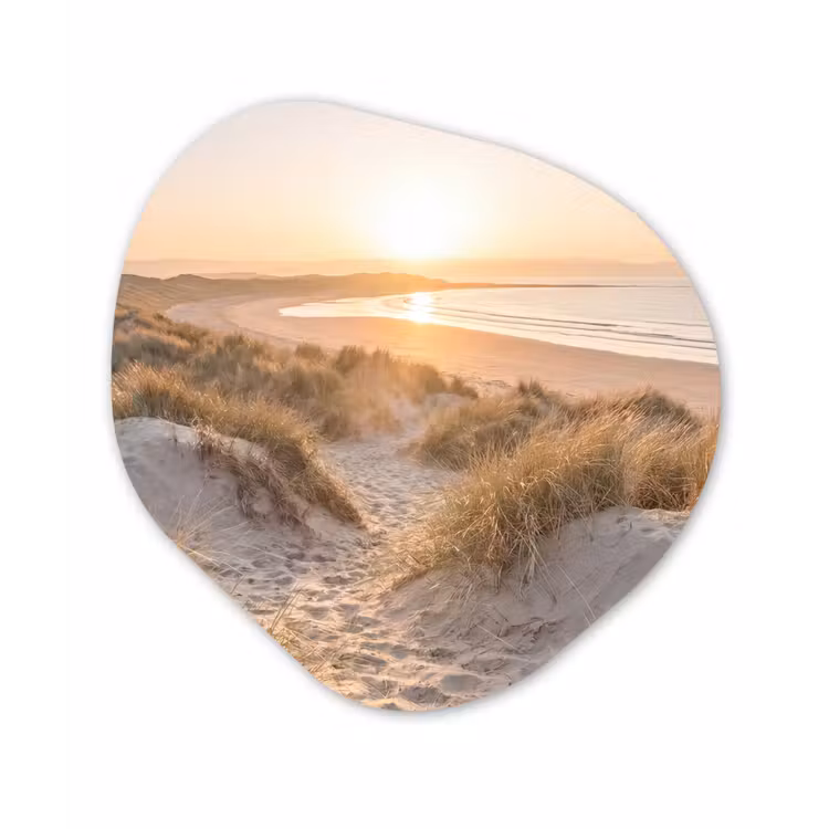 Duinen - Strand - Zee Wandcirkel Organisch Aluminium middel -3d