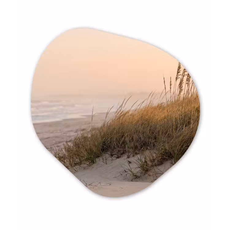 Duinlandschap - Zonsondergang - Strand Wandcirkel Organisch Aluminium middel -3d