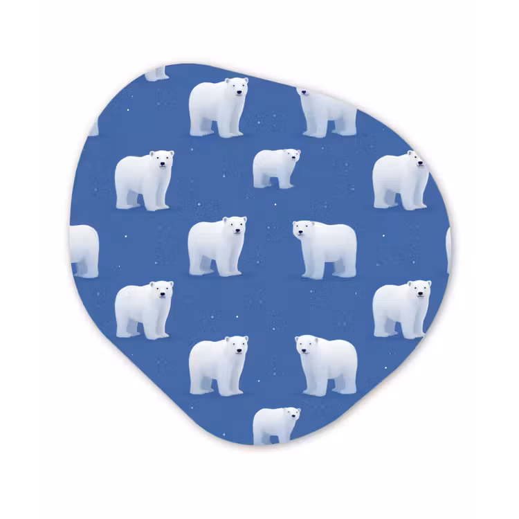 IJsbeer - Patroon - Blauw Wandcirkel Organisch Aluminium middel 851 -3d