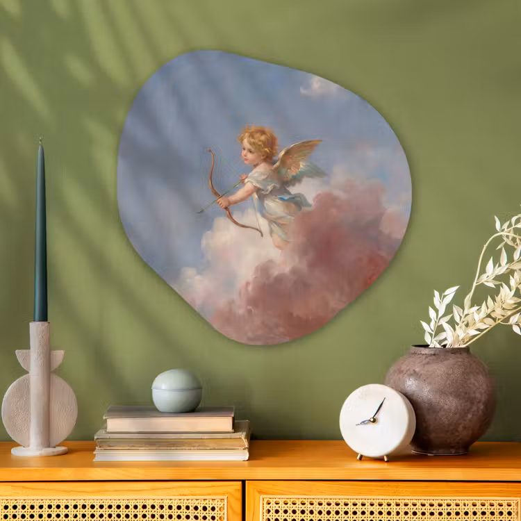 Engel - Pijl en boog - Mythologie - Klassiek Wandcirkel Organisch Aluminium middel -sfeer2