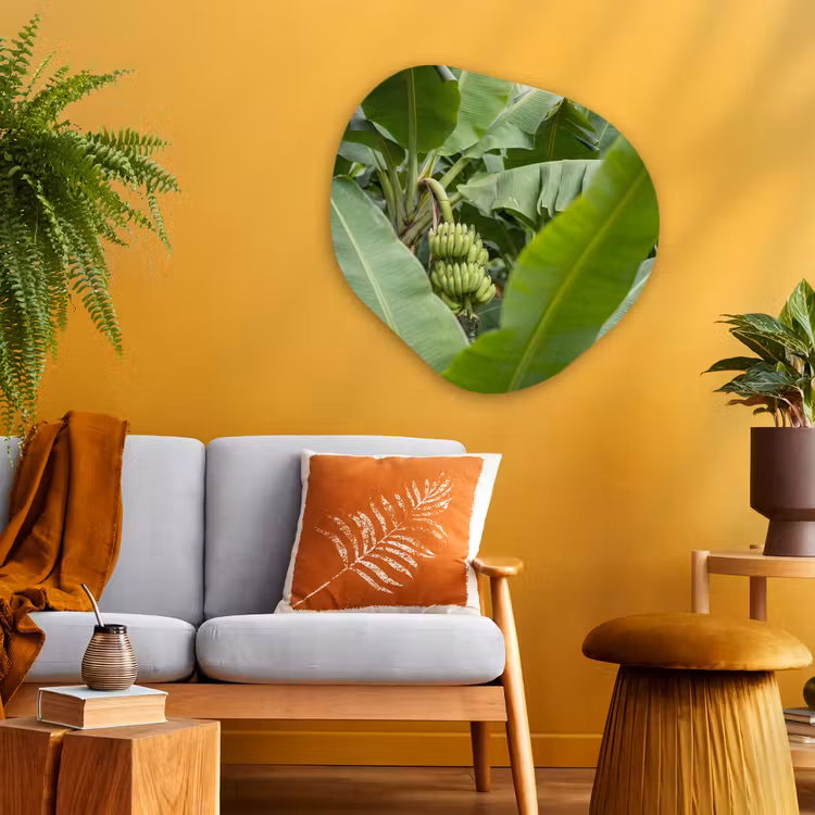Eten - Bananen - Plantage - Groen Wandcirkel Organisch Aluminium middel -sfeer4