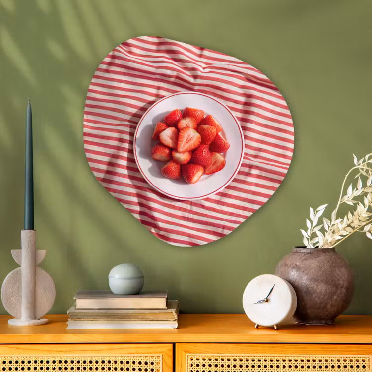 Eten - Aardbeien - Fruit - Zomer - Rood Wandcirkel Organisch Aluminium middel -sfeer2