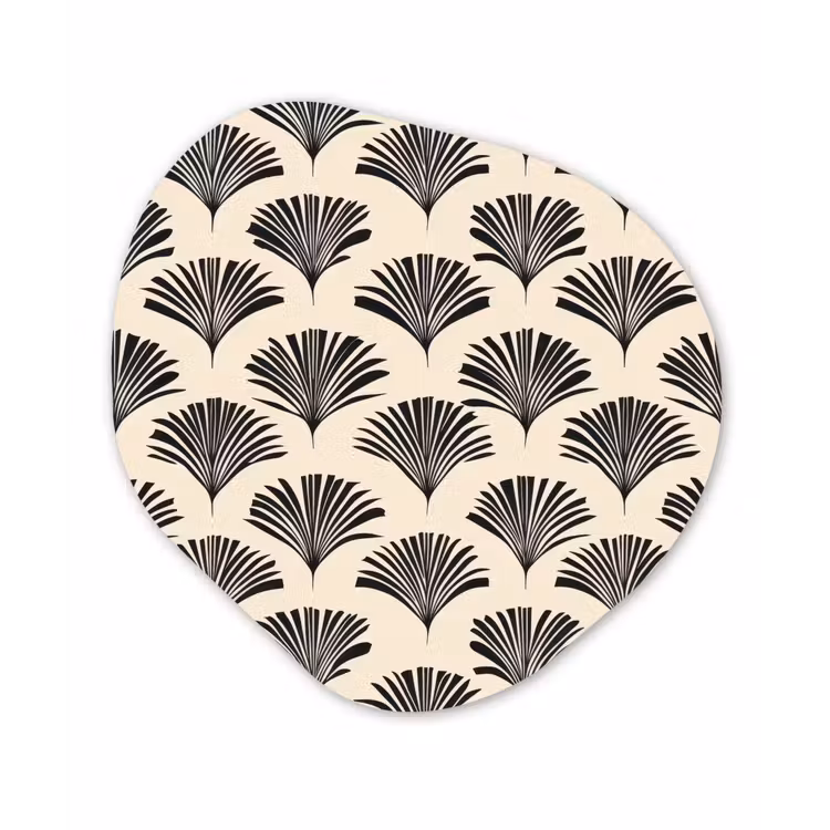 Waaiers - Botanisch - Zwart - Beige Wandcirkel Organisch Aluminium middel 851 -3d