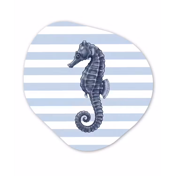 Vis - Oceaan - Illustratie - Blauw - Strepen Wandcirkel Organisch Aluminium middel -3d
