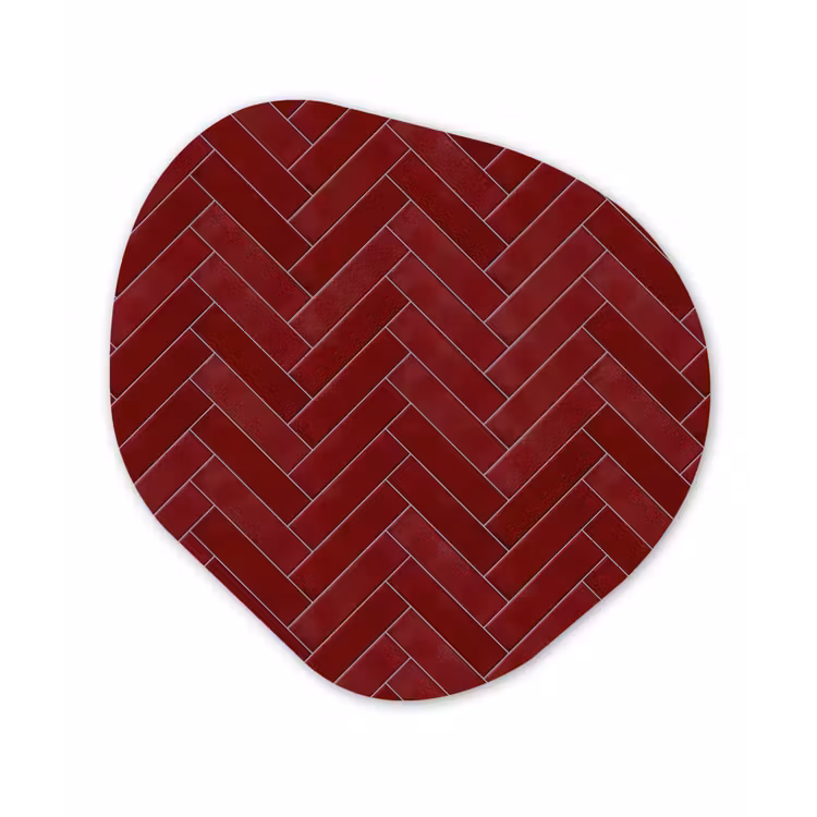 Visgraat - Wandtegel - Bordeaux - Rood Wandcirkel Organisch Aluminium middel 851 -3d