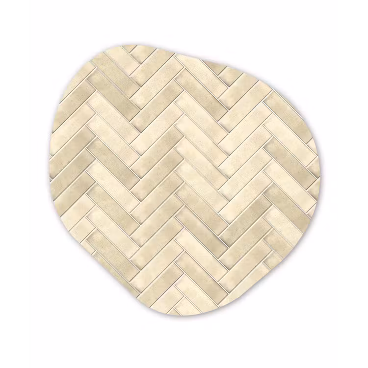 Visgraat - Wandtegel - Licht Beige Wandcirkel Organisch Aluminium middel 851 -3d