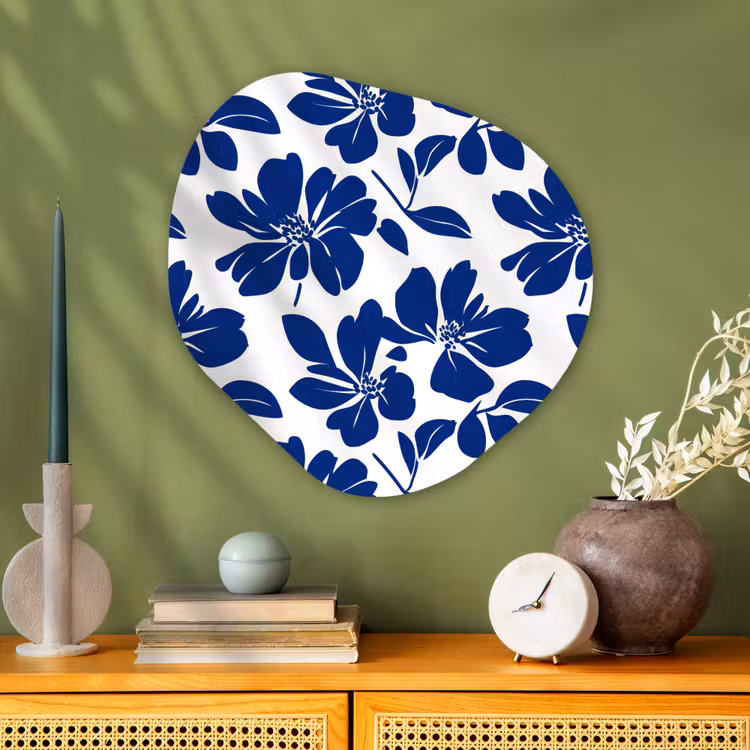 Floraal - Modern - Blauw Wandcirkel Organisch Aluminium middel 851 -sfeer2