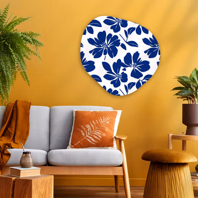 Floraal - Modern - Blauw Wandcirkel Organisch Aluminium middel 851 -sfeer4