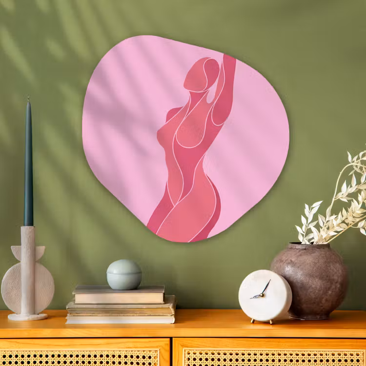 Vrouw - Lichaam - Abstract - Roze Wandcirkel Organisch Aluminium middel -sfeer2