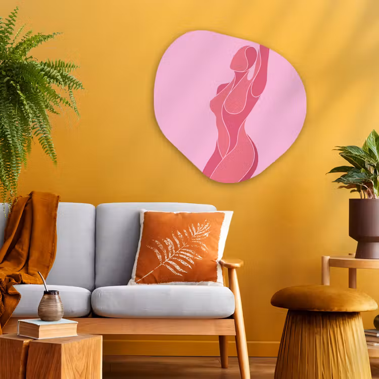 Vrouw - Lichaam - Abstract - Roze Wandcirkel Organisch Aluminium middel -sfeer4