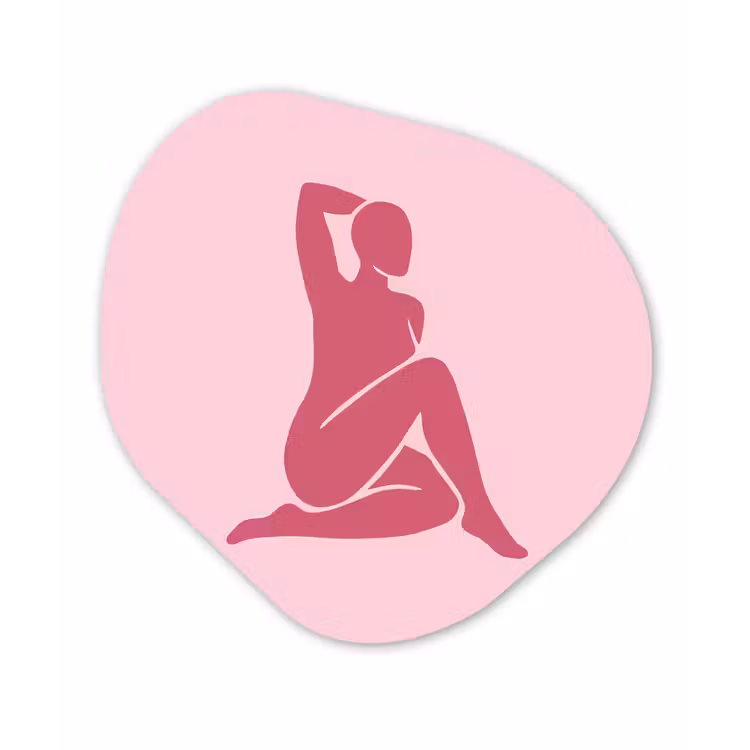 Vrouw - Silhouet - Abstract - Modern - Roze Wandcirkel Organisch Aluminium middel -3d