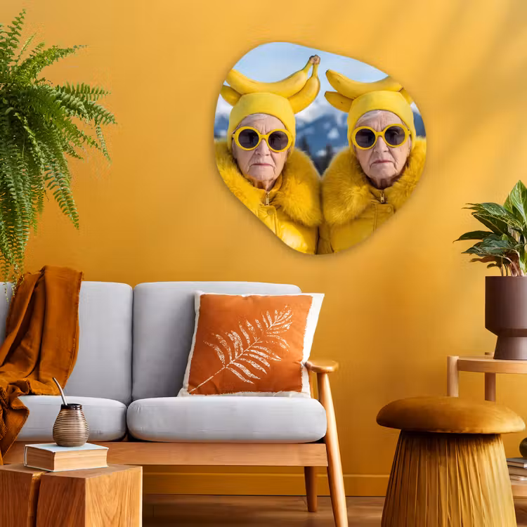 Vrouwen - Bananen - Geel Wandcirkel Organisch Aluminium middel -sfeer4