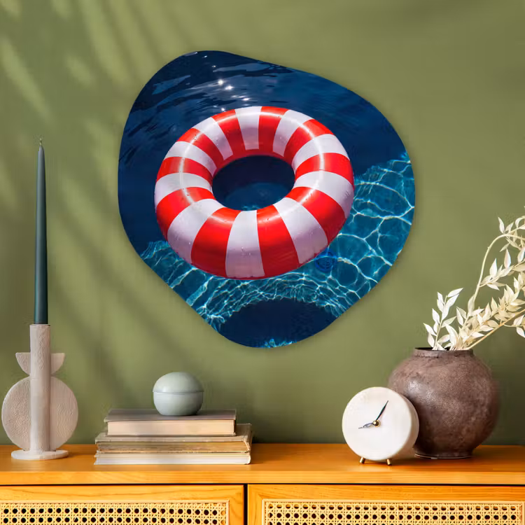 Recreatie - Water - Zomer - Rood - Wit Wandcirkel Organisch Aluminium middel -sfeer2