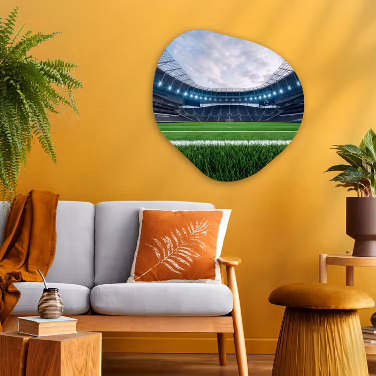 Voetbal - Stadion - Sport - Groen Wandcirkel Organisch Aluminium middel -sfeer4