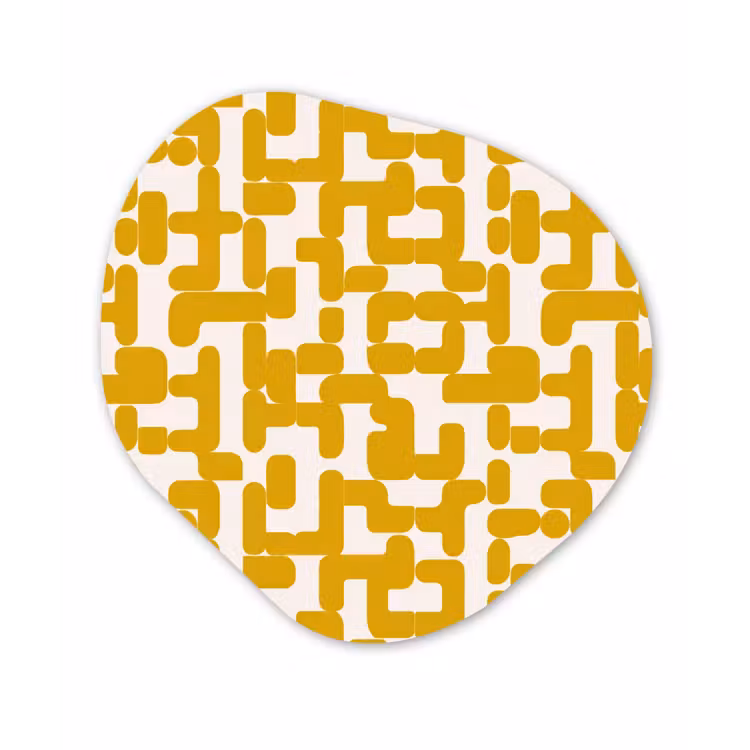 Geel - Beige - Patroon Wandcirkel Organisch Aluminium middel 851 -3d