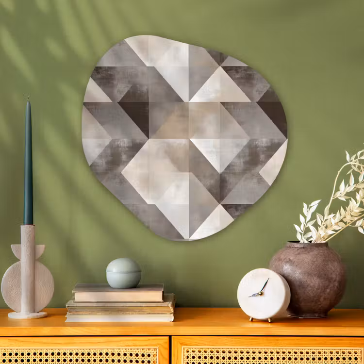 Geometrisch - Motief - Aardetinten Wandcirkel Organisch Aluminium middel 851 -sfeer2
