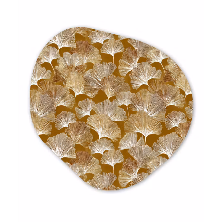 Ginkgo - Bladeren - Goud Wandcirkel Organisch Aluminium middel 851 -3d