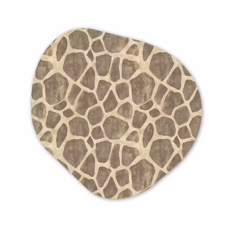 Giraf - Patroon - Beige - Bruin Wandcirkel Organisch Aluminium middel 851 -3d