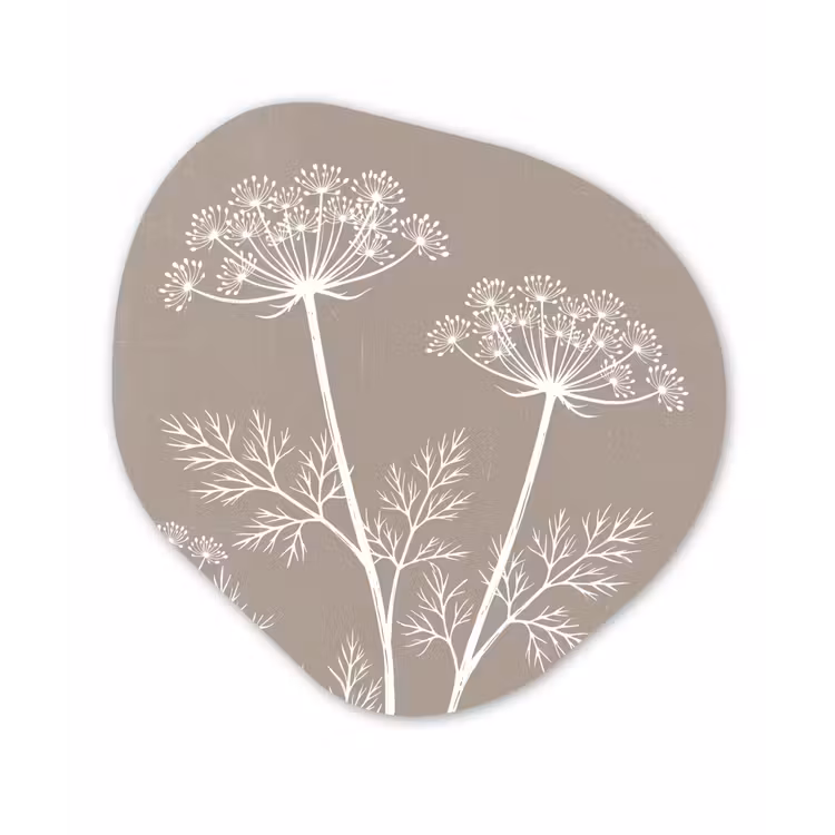 Grafisch - Fluitenkruid - Taupe Wandcirkel Organisch Aluminium middel -3d