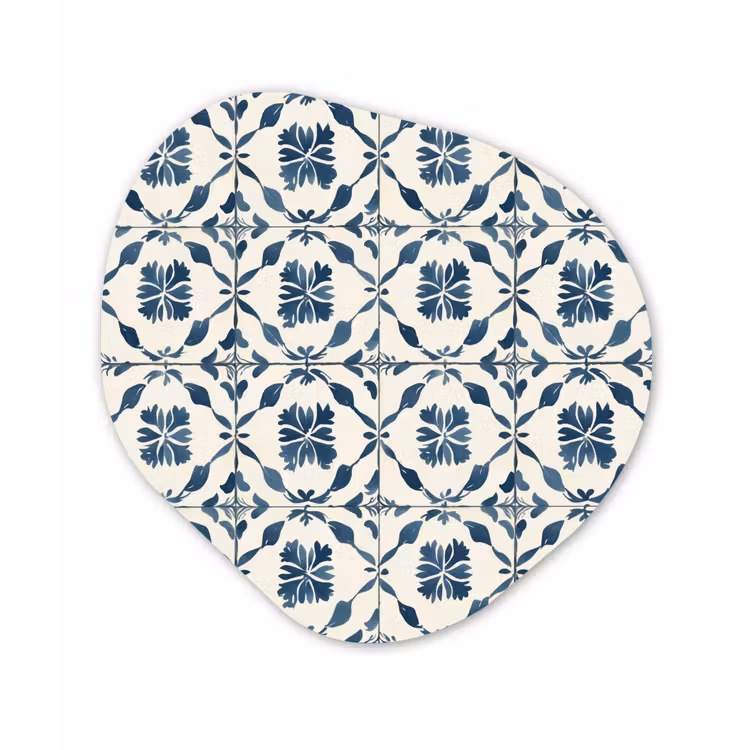 Grafisch - Tegel - Blauw Wandcirkel Organisch Aluminium middel 851 -3d