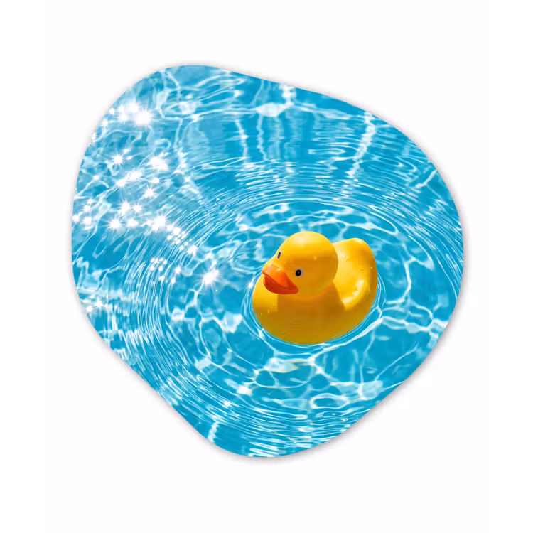 Badeend - Dobberen - Blauw Wandcirkel Organisch Aluminium middel -3d