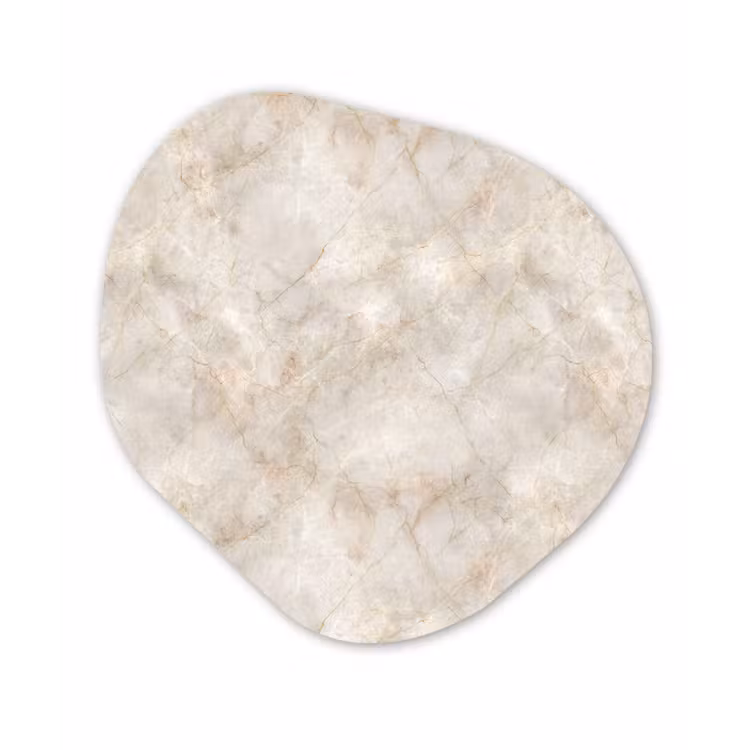 Lichtbeige - Goudbruine Nerven - Marmer Wandcirkel Organisch Aluminium middel 851 -3d