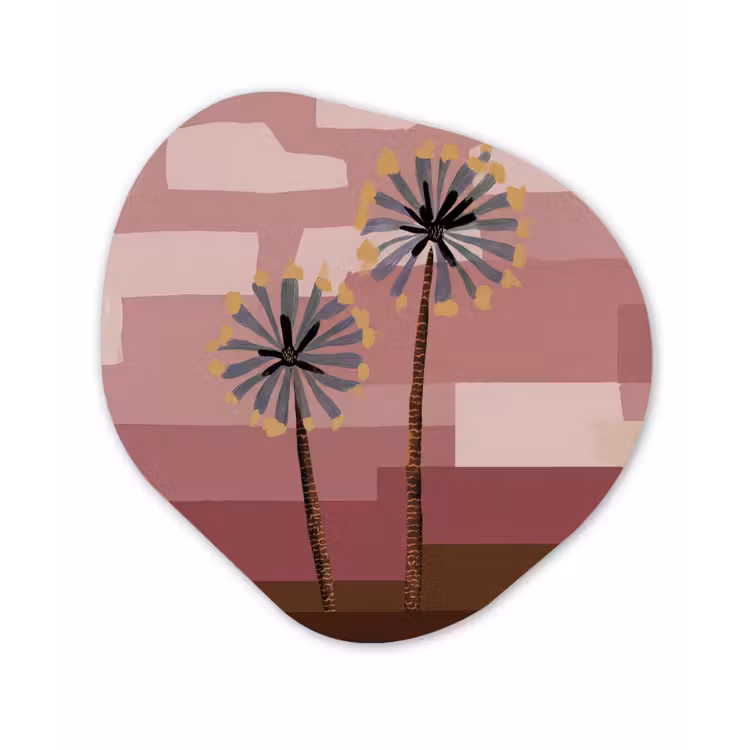 Illustratie - Bloemen - Vlakken - Abstract Wandcirkel Organisch Aluminium middel -3d