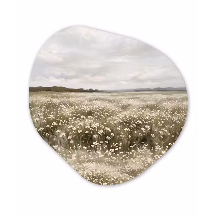 Illustratie - Landschap - Wit Wandcirkel Organisch Aluminium middel -3d