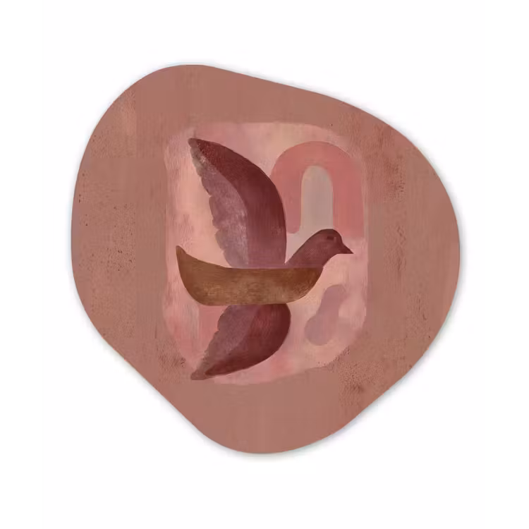 Illustratie - Vogels - Abstract - Roze Wandcirkel Organisch Aluminium middel -3d